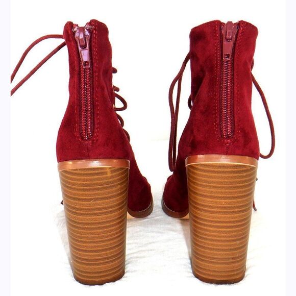 Cranberry red Gladiator peep toes chunky heels - Picture 6 of 6